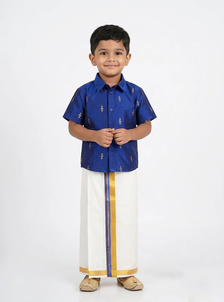 Blue Shirt & Vesti Set